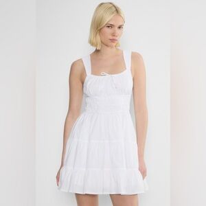 Aritzia Sunday Best Martine White Tiered Poplin Mini Dress – Size XL | Bridal